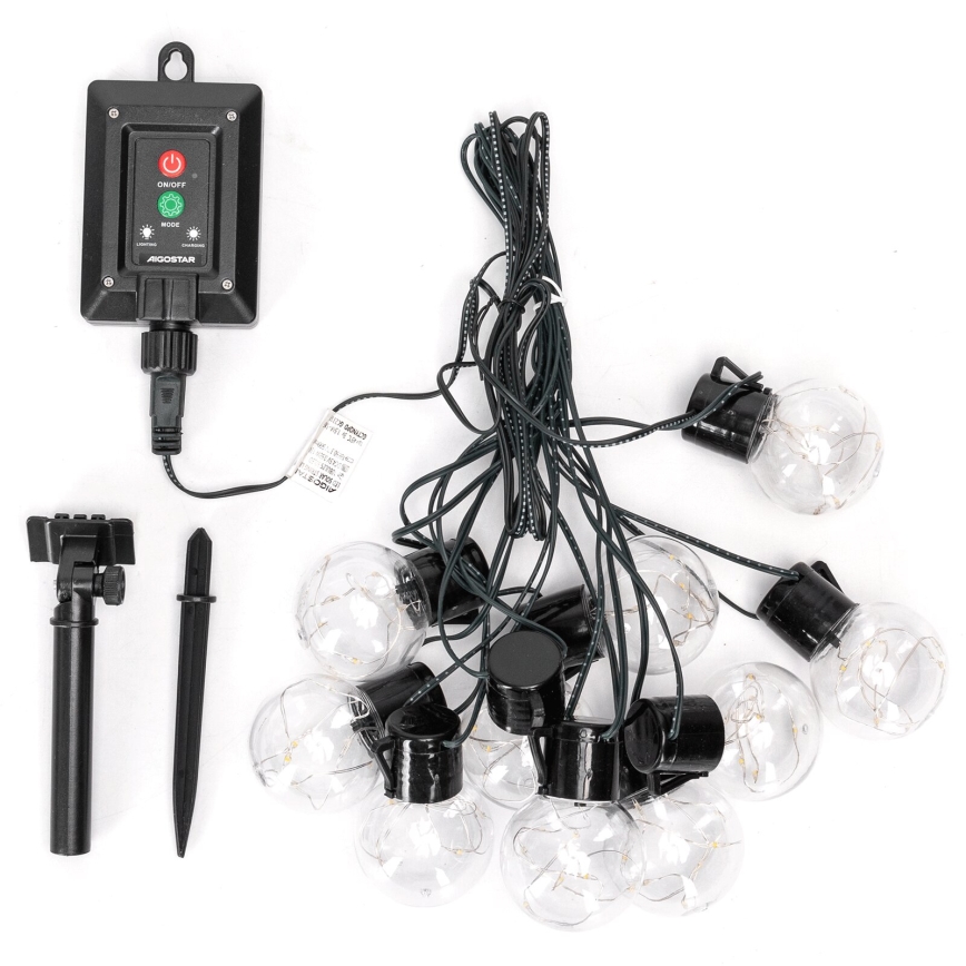 Aigostar - LED Solar Julkedja 10xLED/8 funktioner 6,5m IP65 Flerfärgad