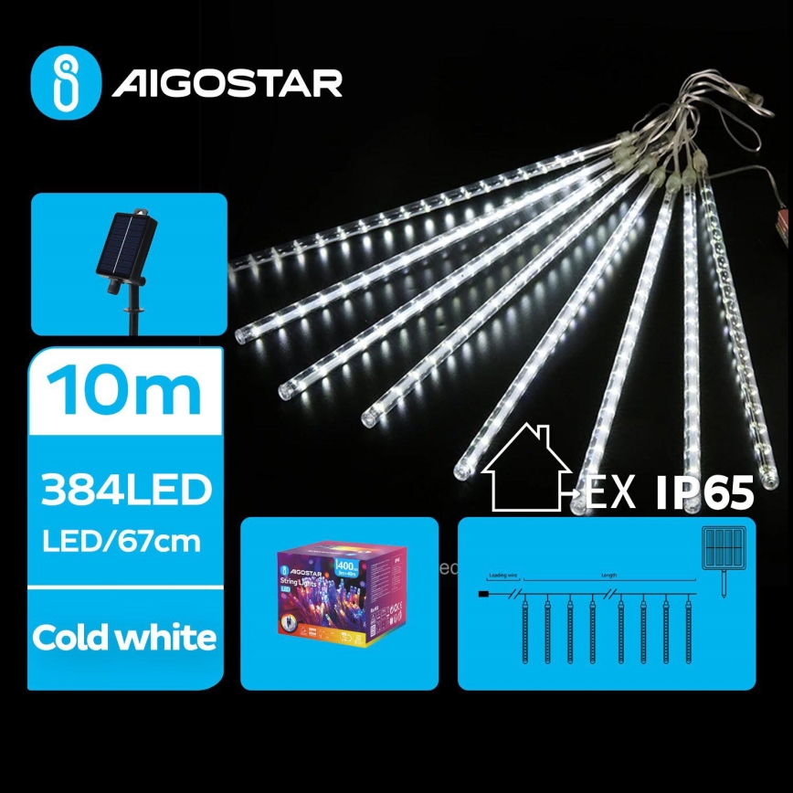 Aigostar - LED Solar Julkedja 384xLED/13m IP65 kall vit