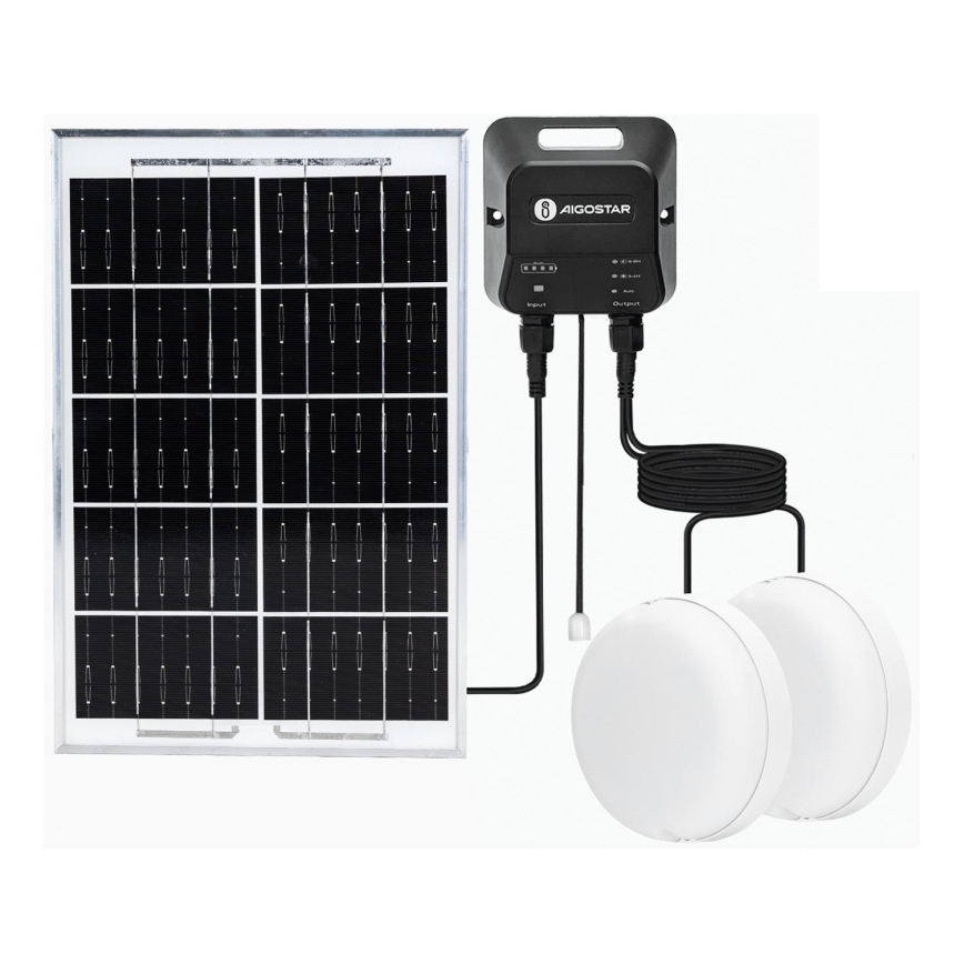 Aigostar - LED Solarlampa 2xLED/35W/12V 6000 mAh 6500K Ø 16,8 cm + fjärrkontroll