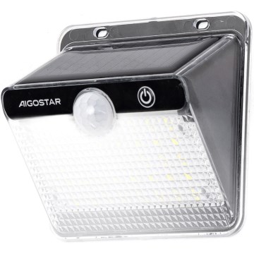 Aigostar - LED Solarlampa med sensor 3,7V 6500K 1200 mAh IP65 svart
