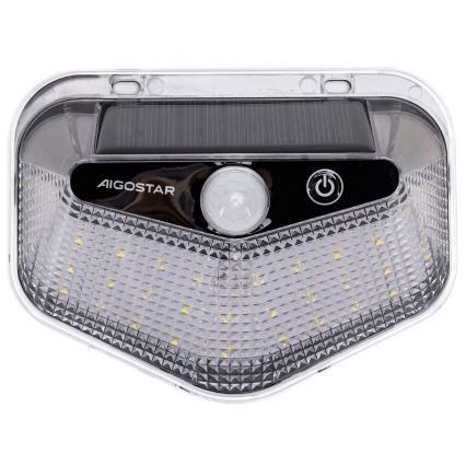 Aigostar - LED-solarlampa med sensor LED/3,7V 6500K 500 mAh IP65 svart
