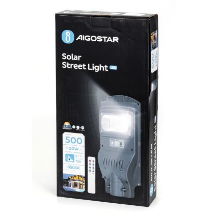 Aigostar - LED solarlampa för utomhus med sensor LED/50W/3,2V 5000mAh IP65 6500K + fjärrkontroll