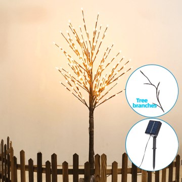 Aigostar - LED Solcell dekoration 64xLED/3,2m IP65 varm vit trä