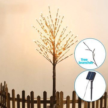 Aigostar - LED Solcell dekoration 96xLED/3,5m IP65 varm vit trä