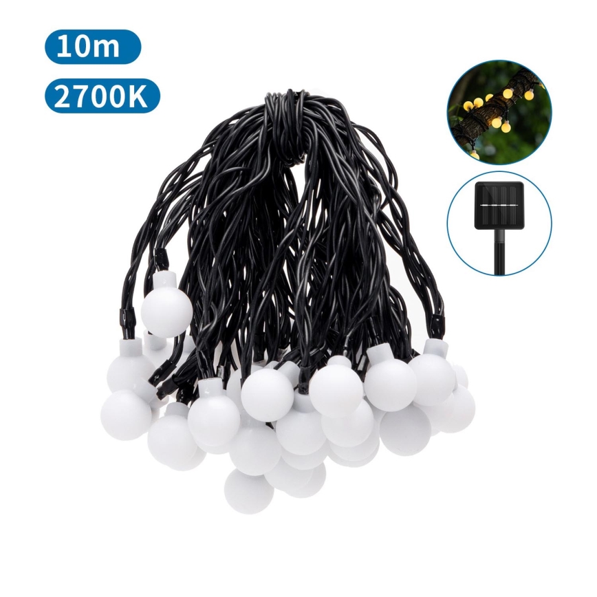 Aigostar - LED Solcell Dekorativ slinga 50xLED/8 funktioner 12m IP65 800 mAh varm vit
