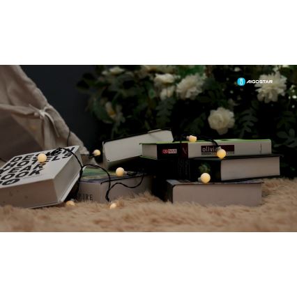 Aigostar - LED Solcell Dekorativ slinga 50xLED/8 funktioner 12m IP65 800 mAh varm vit