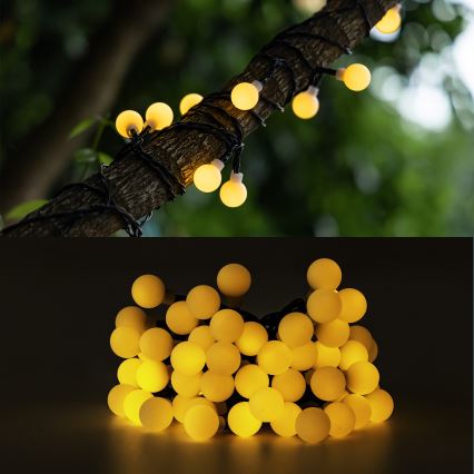 Aigostar - LED Solcell Dekorativ slinga 50xLED/8 funktioner 12m IP65 800 mAh varm vit