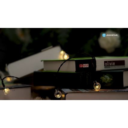 Aigostar - LED Solcell Dekorativ slinga 50xLED/8 funktioner 12m IP65 800 mAh varm vit