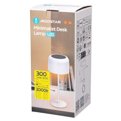 Aigostar - LED Solar ljusreglerad rechargeable bordslampa LED/3W/5V 2200mAh vit IP54