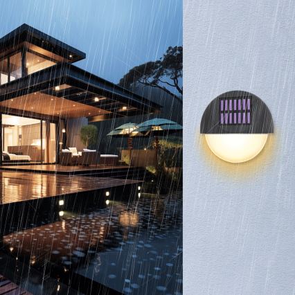 Aigostar - LED solcell väggbelysning LED/1W/1,2V svart 2700K IP44