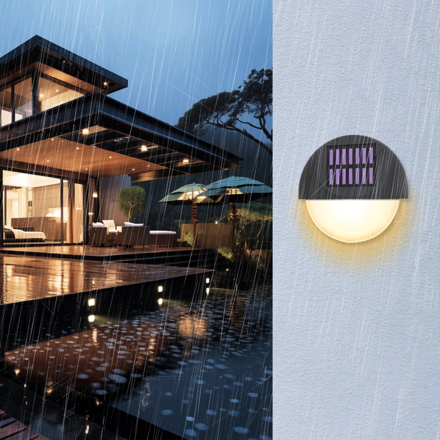 Aigostar - LED solcell väggbelysning LED/1W/1,2V svart 2700K IP44