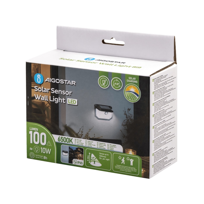 Aigostar - LED solcell väggbelysning med sensor LED/0,8W/5,5V 1200 mAh 6500K IP65