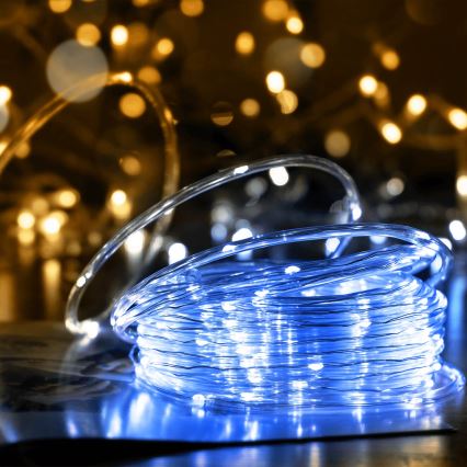 Aigostar - LED-solceller för julkedjan 100xLED/8 funktioner 12m IP65 kall vit 800 mAh