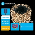 Aigostar - LED-solceller för julkedjan 100xLED/8 funktioner 12m IP65 varm vit 800 mAh