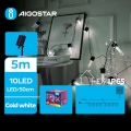 Aigostar - LED-solceller för julkedjan 10xLED/8 funktioner 6,5m 500 mAh IP65 kall vit