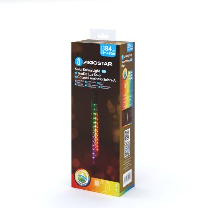 Aigostar - LED-solceller för julkedjan 384xLED/13m IP65 1200 mAh Flerfärgad