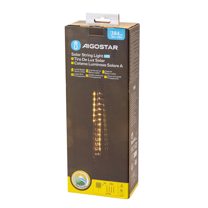 Aigostar - LED-solceller för julkedjan 384xLED/13m 1200 mAh IP65 varm vit