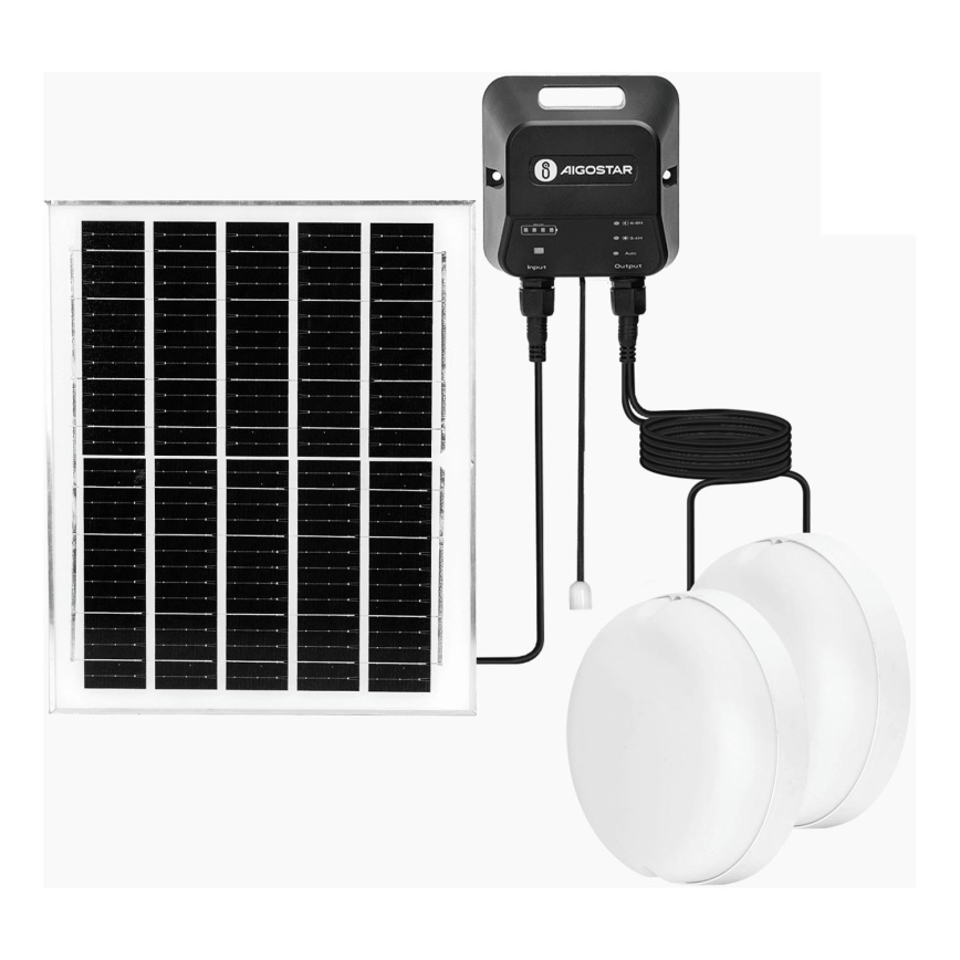 Aigostar - LED Solcellsbelysning 2xLED/70W/12V 12000 mAh 6500K diameter 20,5 cm + fjärrkontroll