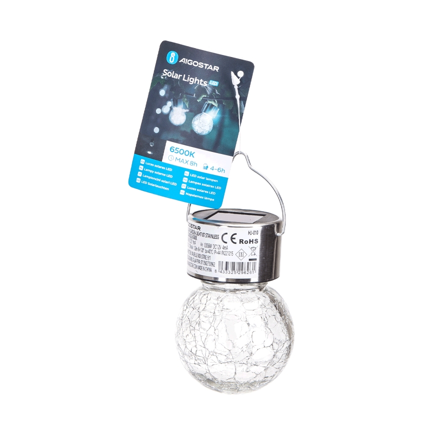 Aigostar - LED Solcellsbelysning LED/0,006W/1,2V diameter 6 cm 100 mAh 6500K IP44