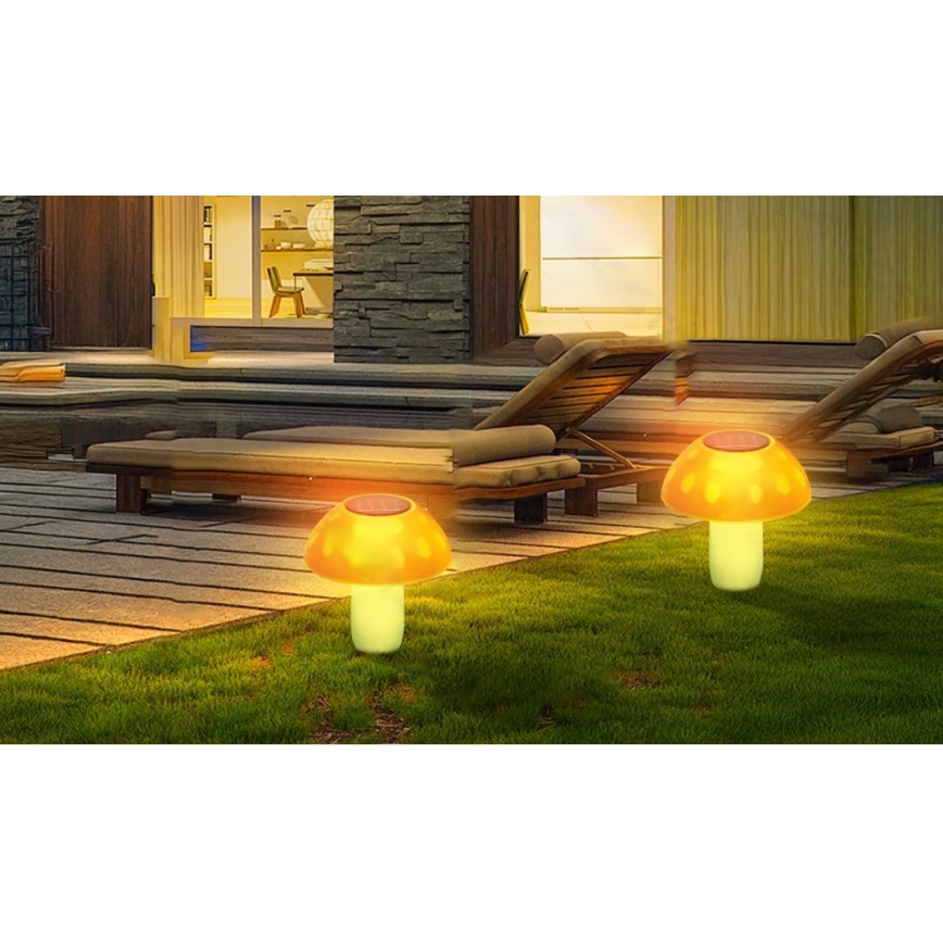Aigostar - LED Solcellsbelysning LED/0,024W/1,2V 200 mAh 2700K IP44 karljohanssvamp