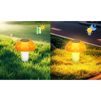 Aigostar - LED Solcellsbelysning LED/0,024W/1,2V 200 mAh 2700K IP44 karljohanssvamp