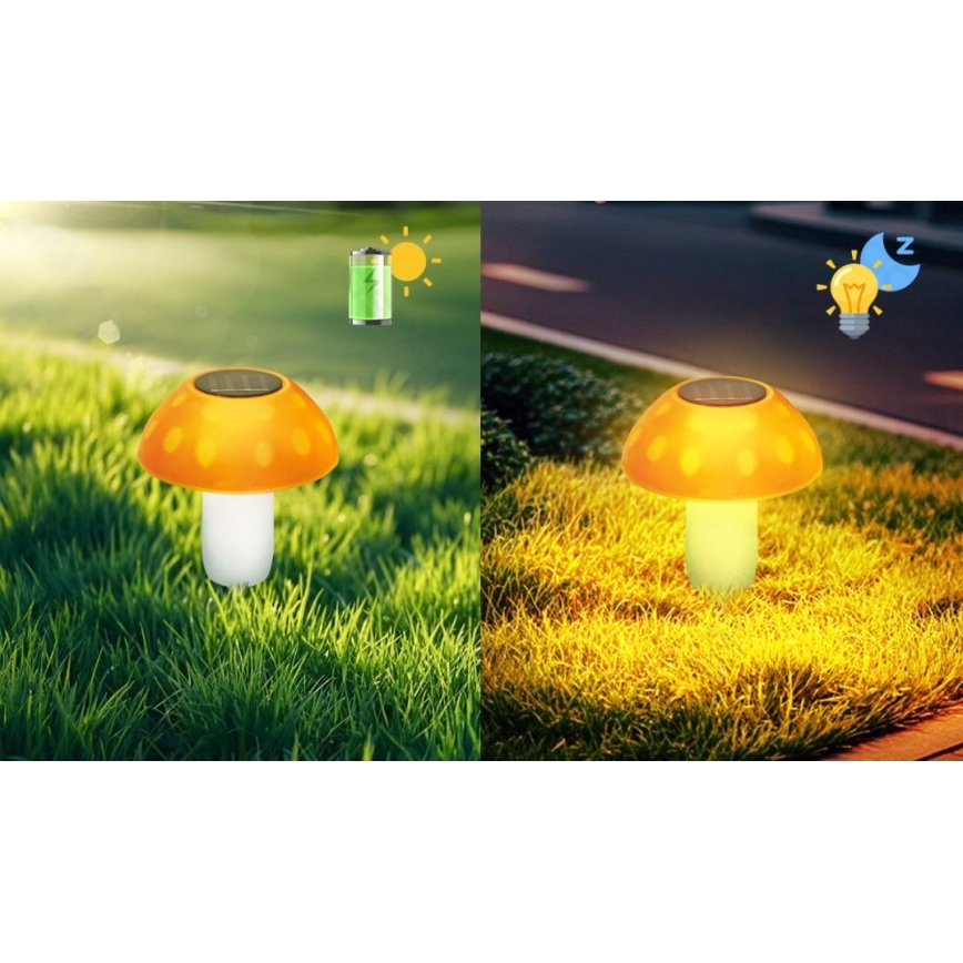 Aigostar - LED Solcellsbelysning LED/0,024W/1,2V 200 mAh 2700K IP44 karljohanssvamp