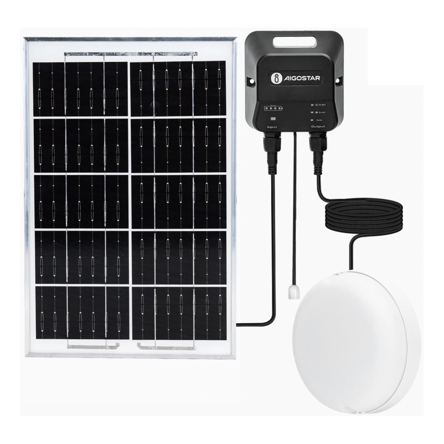 Aigostar - LED Solcellsbelysning LED/70W/12V 6000 mAh 6500K diameter 20,5 cm + fjärrkontroll