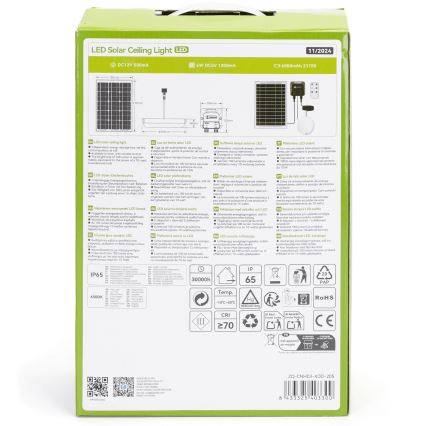 Aigostar - LED Solcellsbelysning LED/70W/12V 6000 mAh 6500K diameter 20,5 cm + fjärrkontroll