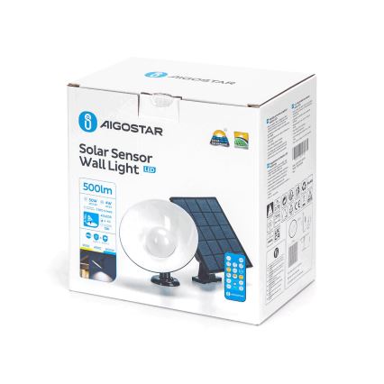 Aigostar - LED Solcellsbelysning med en sensor LED/3,2V 3000K/4000K/6500K IP65 5000 mAh fjärrkontroll