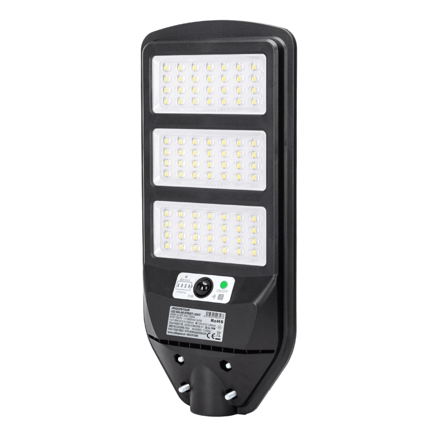Aigostar - LED Solcellsgatulampa med sensor LED/150W/3,2V 8000mAh IP65 6500K + fjärrkontroll