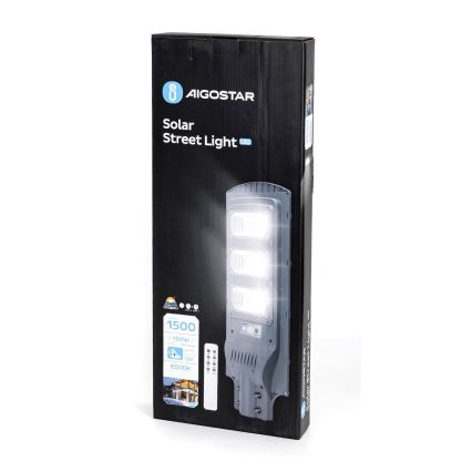 Aigostar - LED Solar gatulampa med en rörelse- och skymningssensor LED/150W/3,2V 15000mAh IP65 6500K + fjärrkontroll