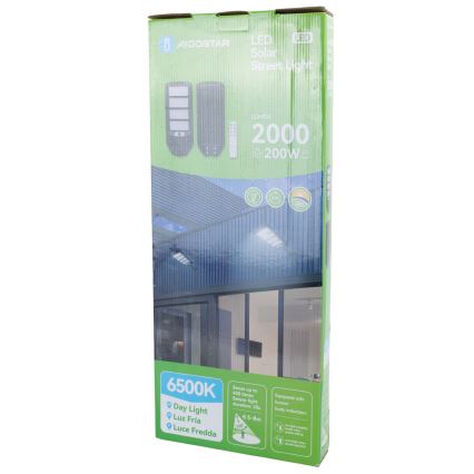 Aigostar - LED Solcellsgatulampa med sensor LED/200W/3,2V 12000mAh IP65 6500K + fjärrkontroll