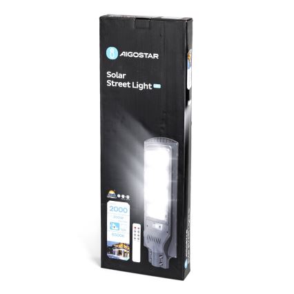 Aigostar - LED Solcellsgatulampa med sensor LED/200W/3,2V 20000mAh IP65 6500K + fjärrkontroll