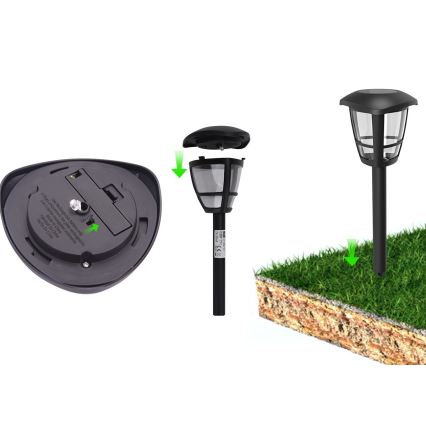 Aigostar - LED Solarlampa LED/0,06W/2V 100 mAh 33,8 cm 6500K IP44 svart
