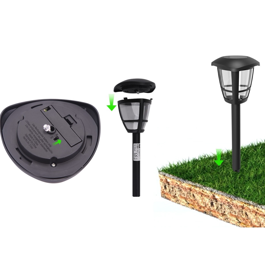 Aigostar - LED Solarlampa LED/0,06W/2V 100 mAh 33,8 cm 6500K IP44 svart