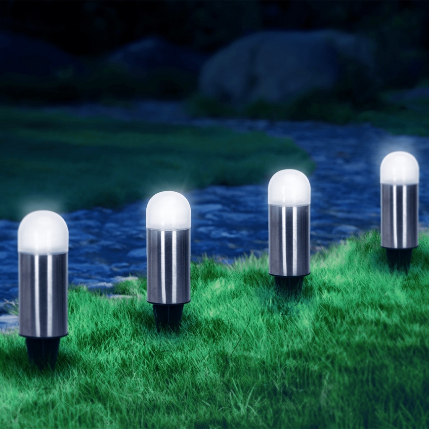 Aigostar - LED solcellslampa LED/0,006W/1,2V 20cm matt krom 40 mAh 6500K IP44