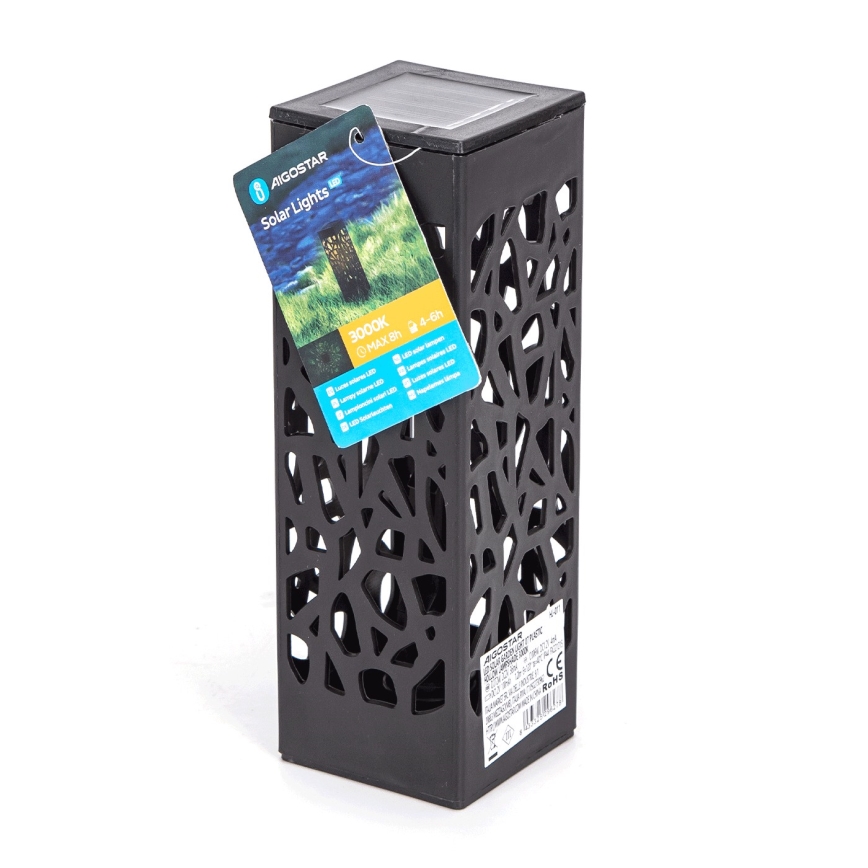Aigostar - LED solcellslampa LED/0,006W/1,2V 100 mAh 28,5 cm svart 6500K IP44