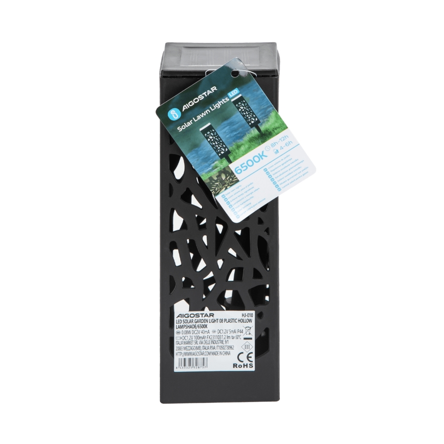 Aigostar - LED solcellslampa LED/0,006W/1,2V 28,5cm svart 100 mAh 6500K  IP44