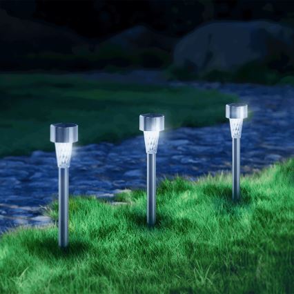 Aigostar - LED solcellslampa LED/0,006W/1,2V 40 mAh 29,5 cm matt krom 6500K IP44
