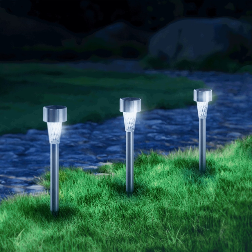 Aigostar - LED solcellslampa LED/0,006W/1,2V 40 mAh 29,5 cm matt krom 6500K IP44