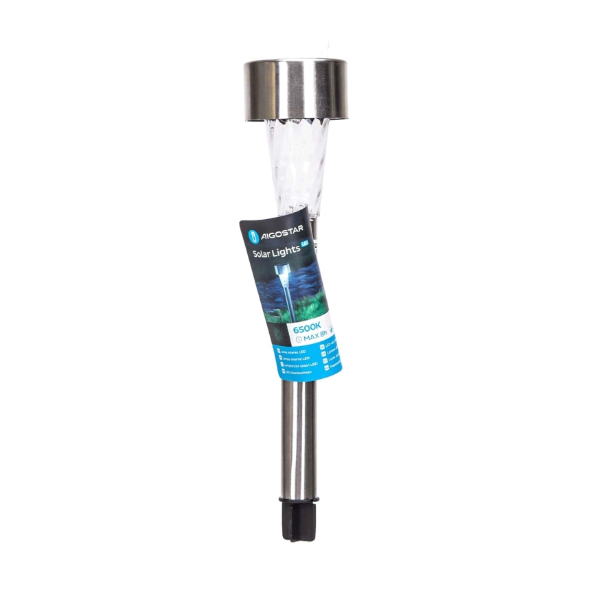 Aigostar - LED solcellslampa LED/0,006W/1,2V 40 mAh 29,5 cm matt krom 6500K IP44