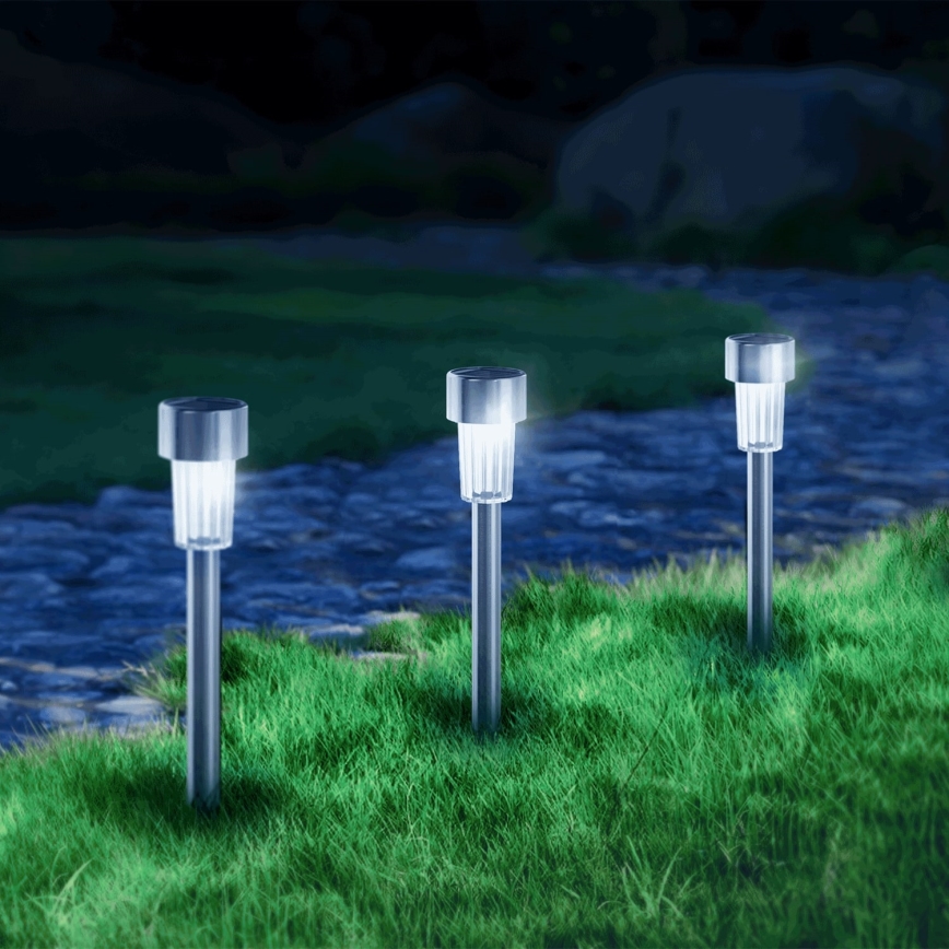 Aigostar - LED solcellslampa LED/0,006W/1,2V 29,5 cm 40 mAh matt krom 6500K IP44