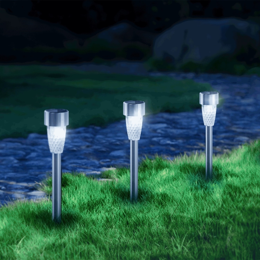 Aigostar - LED solcellslampa LED/0,006W/1,2V 40 mAh 29,7 cm matt krom 6500K IP44