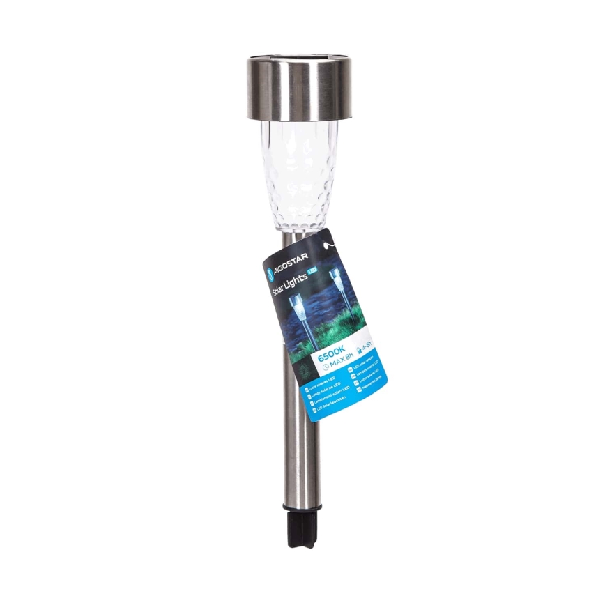 Aigostar - LED solcellslampa LED/0,006W/1,2V 40 mAh 29,7 cm matt krom 6500K IP44