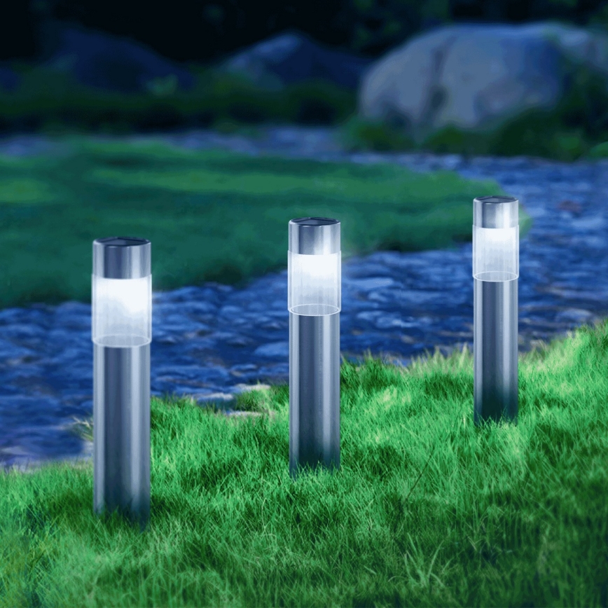 Aigostar - LED solcellslampa LED/0,006W/1,2V 31,5 cm 100 mAh matt krom 6500K IP44