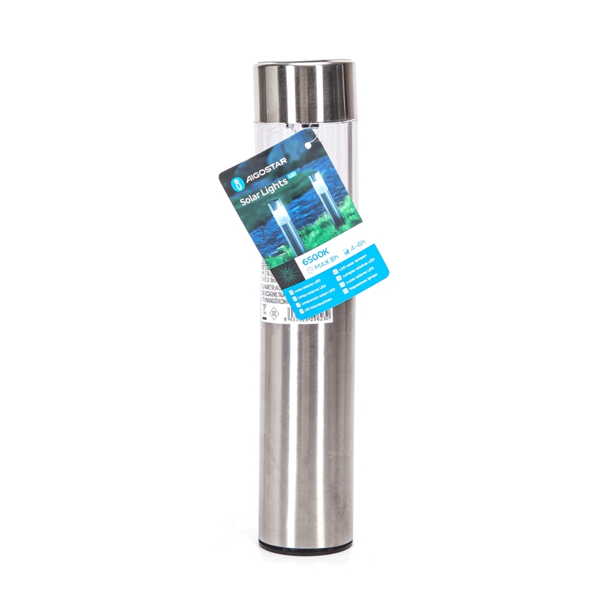 Aigostar - LED solcellslampa LED/0,006W/1,2V 31,5 cm 100 mAh matt krom 6500K IP44