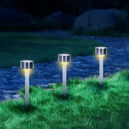 Aigostar - LED solcellslampa LED/0,006W/1,2V 32cm matt krom 2700K IP44