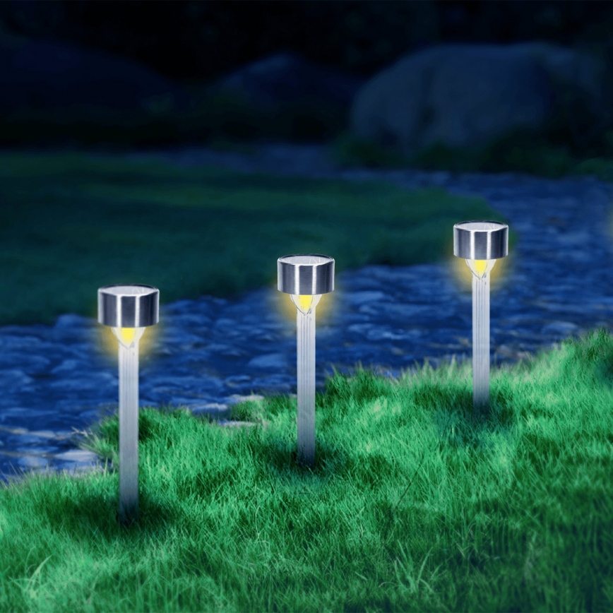 Aigostar - LED solcellslampa LED/0,006W/1,2V 32cm matt krom 2700K IP44