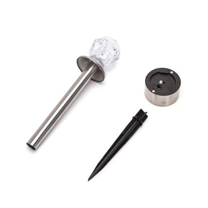 Aigostar - LED solcellslampa LED/0,006W/1,2V 35,5cm matt krom 2700K IP44