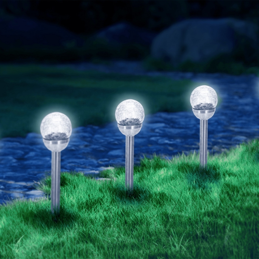 Aigostar - LED solcellslampa LED/0,006W/1,2V 37,8cm matt krom 6500K IP44 100 mAh
